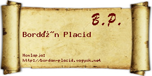 Bordán Placid névjegykártya